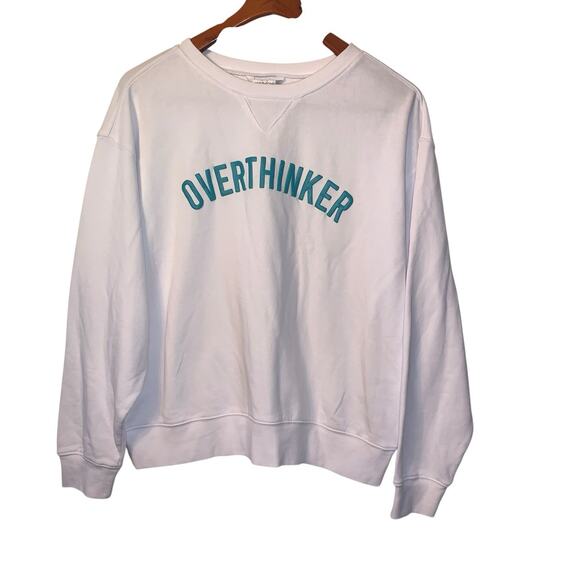 WILDFOX NWT White Long Sleeve "Overthinker" Graphic Crewneck Sweatshirt M - Picture 3 of 7